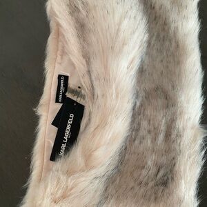 Karl Lagerfeld Blush Cream Faux Fur Collar with Gray Highlights